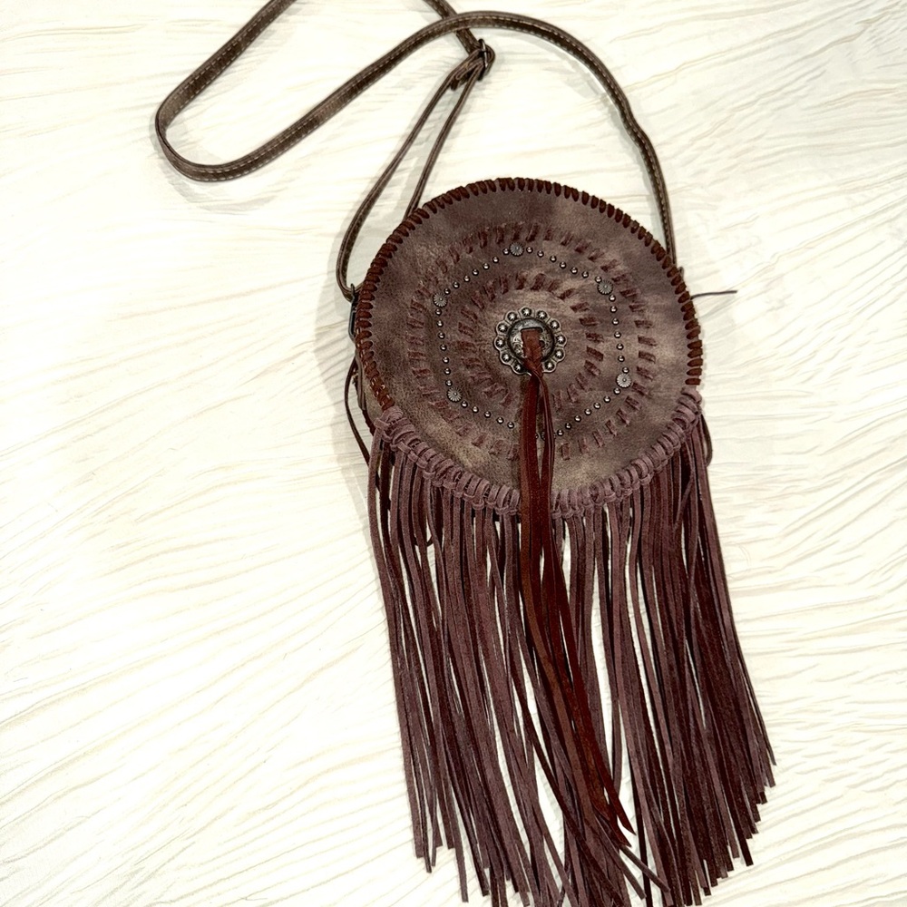 Fringe Brown Crossbody Bag